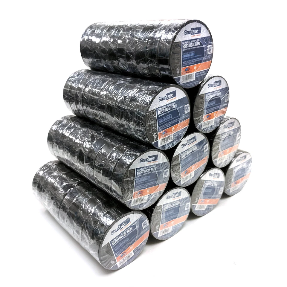 Shurtape 200782 EV 057B UL Listed Electrical Tape Black 3/4" x 66ft, Case of 100