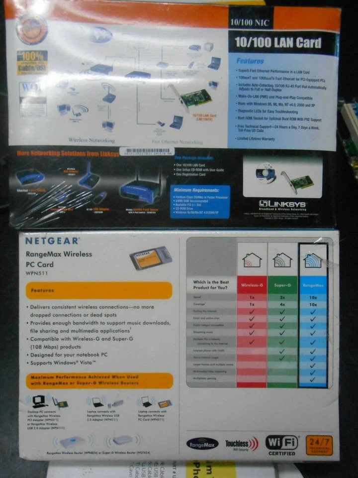 New Linksys LNE100TX and Netgear RangeMax Wireless PC Card WPN511 - Image 2 of 2