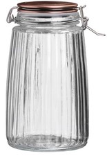 Ribbed Clear Glass Food Storage Jar with Clip-Top Lid | 3 Sizes (1L, 1.5L, 1.8L)