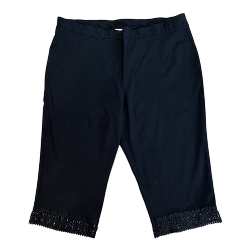 ZAC & RACHEL Black Stretch Crochet/Lace Hem Crop Pants Women's Size 24W - Picture 2 of 8