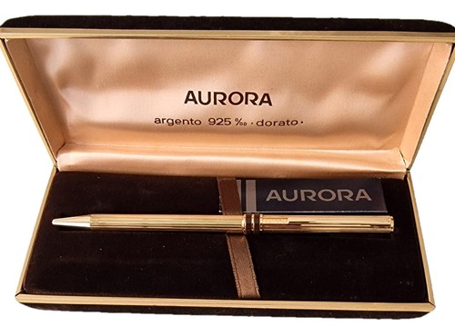 Penna AURORA a sfera Argento 925 dorato MARCO POLO anni 90 scatola certificato 8 - Foto 5 di 13