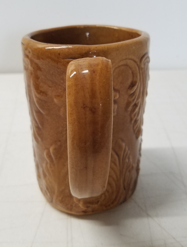 Antique Bennington Rockingham Yellow Ware Mug Pottery Fleur de Lis 3240 - Picture 2 of 6