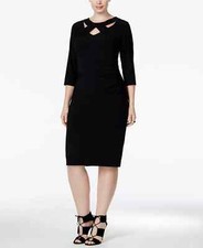 INC International Women's Black Ruched Dress Jersey Size 24W Retail $109