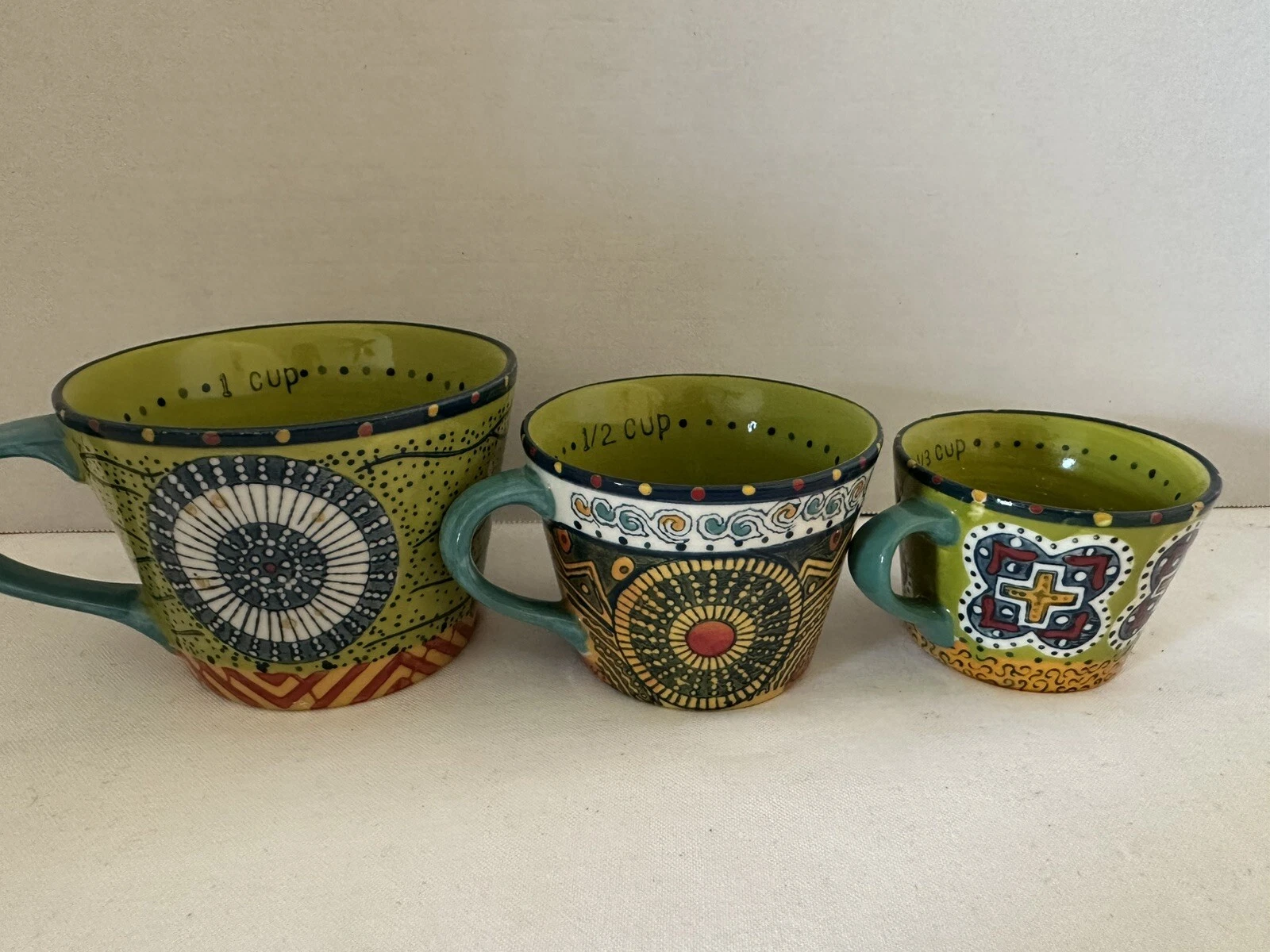 Anthropologie Set Of 3 Austin Flora Boho Measuring Cups w/Handles