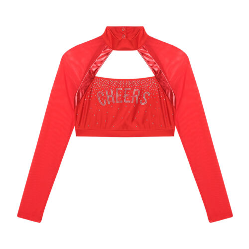Women Cheer Uniform Tops Night Club Crop Top Rhinestone Cheerleader Costume - Picture 9 of 87