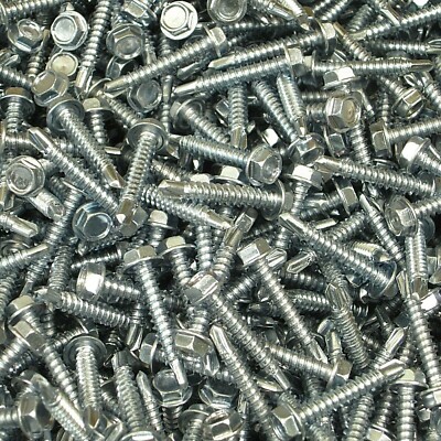 (1,000) #8 X 1'' Hex Washer Head Self Drilling Tek Screw #2 Point IHW Zinc