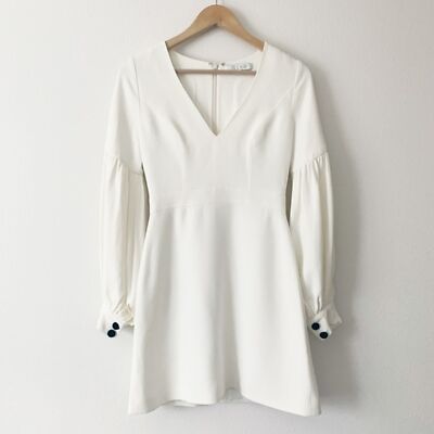 alexis white mini dresses Nwot ALEXIS White Eyelet Ruffle Hem Dress Small