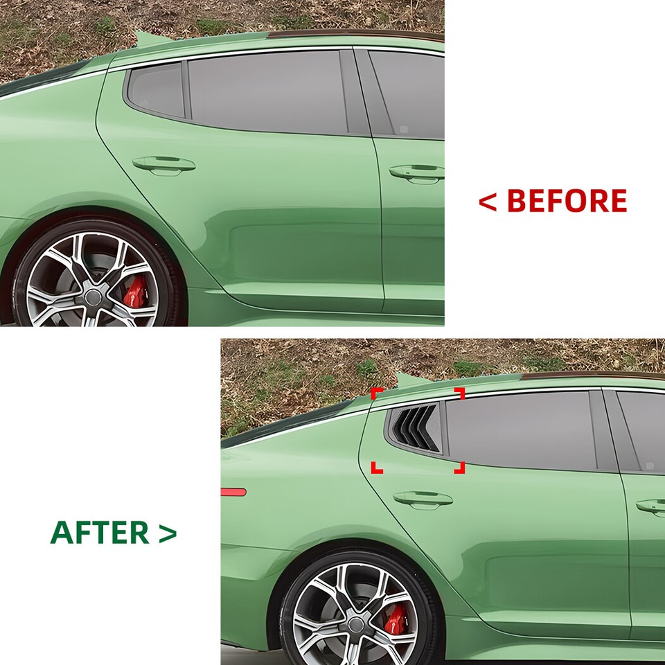 Black 1set Tapeon Rear Quarter Glass Window Vent Louver Covers for KIA Stinger eBay