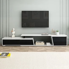 Wood Extendable TV Stand for TVs Up to 100", Entertainment Center w/2 Drawers