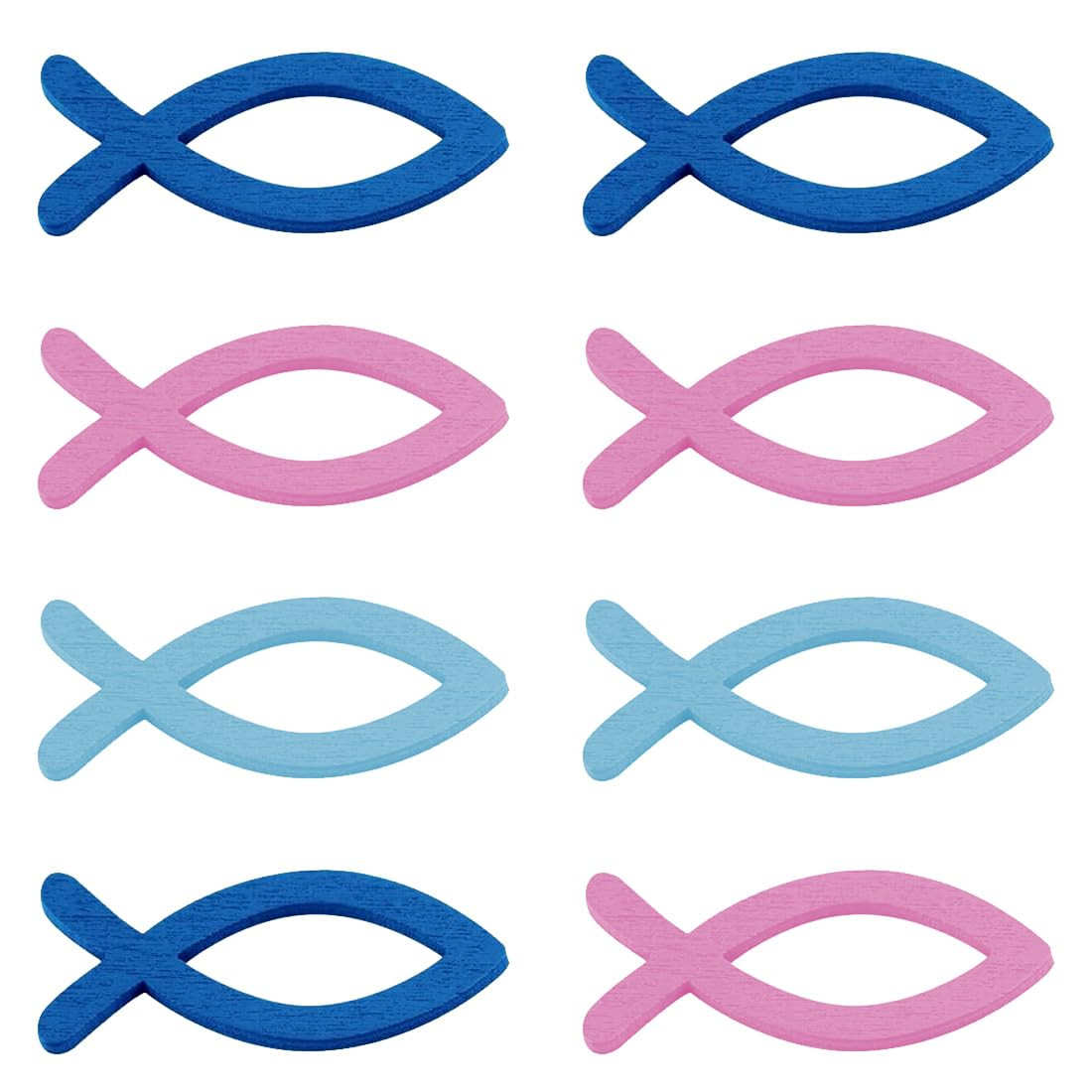 100 pcs Holz Kreuz Fisch Deko Tischdeko Verzierung für Taufe Kommunion Konfirmat