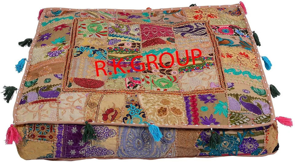 Square floor cushion meditation pillow bohemian decorative boho hippie Ottoman - Image 4 of 4