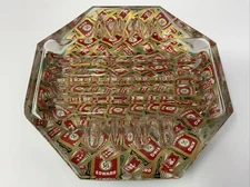 Vintage King Edward Ashtray Tobacciana Cigar Cigarette Tobacco Glass Felt Back