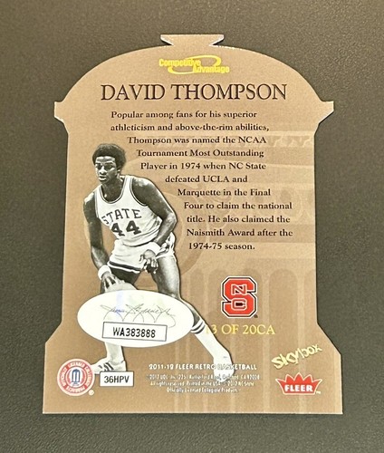 David Thompson 2011 Fleer Retro Skybox Competitive Advantage Signed AUTO JSA - Picture 2 of 4