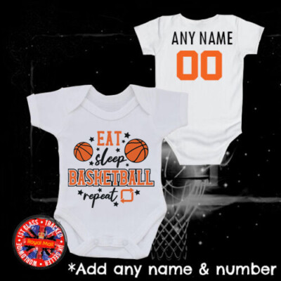 Basketball Essen Schlafen Wiederholen personalisierter Body Strampler Strampler Geschenk
