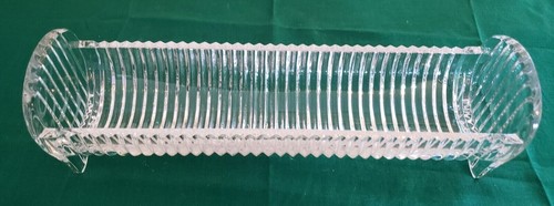 Vintage 90s Godinger Crystal Footed 8.5" Length Cracker Server Ribbed Design - Picture 2 of 7