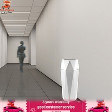 Open-Top Commercial Garbage Can Silver Indoor Large Trash Can 27.56in Lid 25L