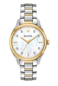 Bulova Women's Quartz Diamond Accents Gold and Silver Tone 32.5mm Watch 98P184 - Click1Get2 Deals