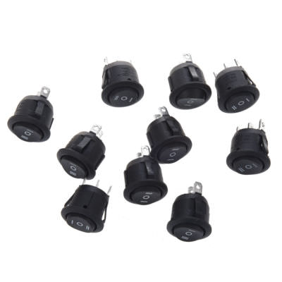 10Pcs ON/OFF/ON 3 Position SPDT Round Boat Rocker Switch 6A/250V 10A/125V AC LW