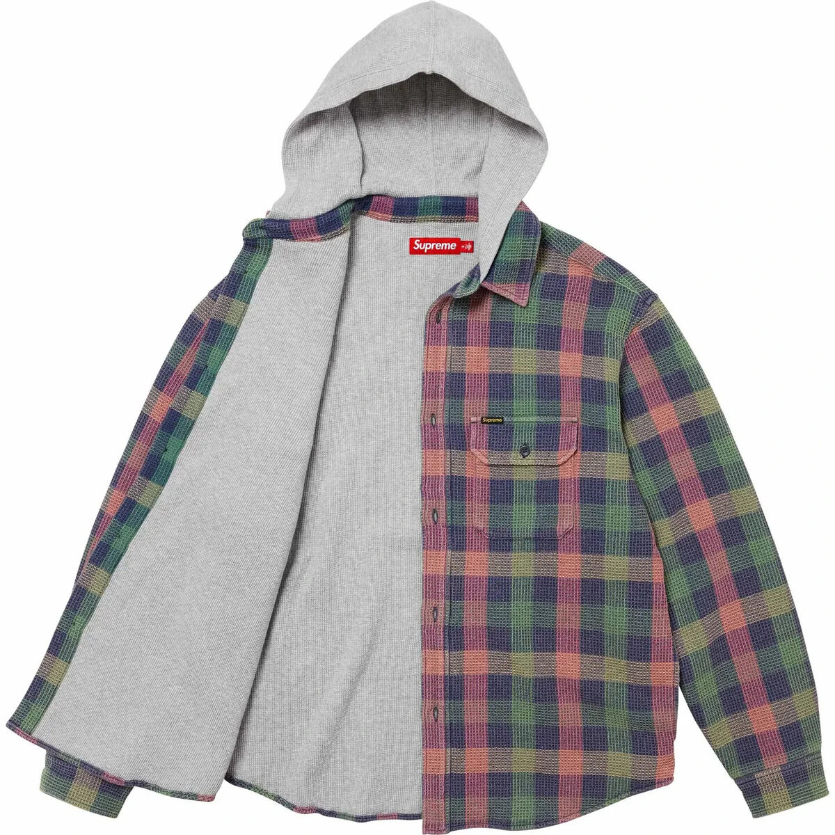 Supreme Waffle Plaid Hooded Shirt Black Multi 2colors FW24 Supreme Waffle Plaid Hooded Shirt Black Multi 2colors FW24