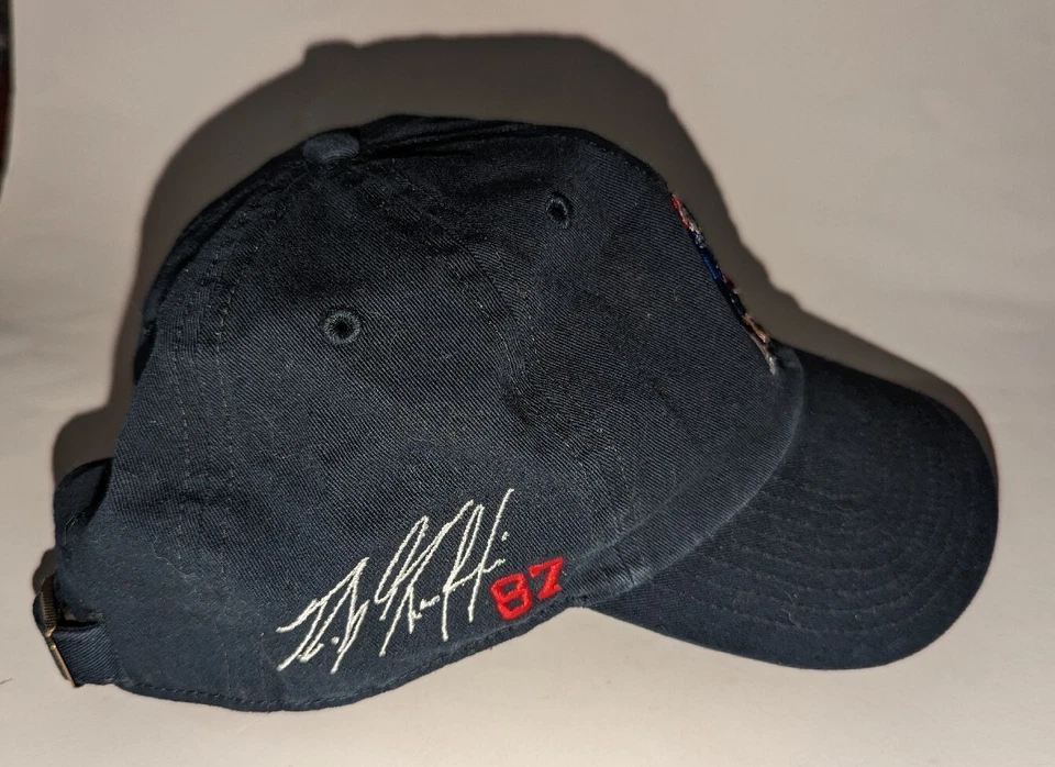 New England Patriots 47 Marca #87 Rob Gronkowski Sombrero con Correa NFL Logo Antiguo RARO Foto 3 de 4