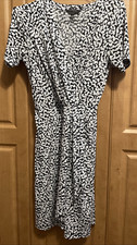 Banana Republic Womens Sz Small Black White Abstract Print Faux Wrap Dress