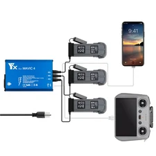 Three Way Battery Charger Charging Station for DJI Mavic 4 Pro Drone Accessories