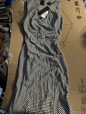 NEW-WITH TAGS BANANA REPUBLIC STRIPED SLEEVELESS PONTE KNIT MIDI DRESS - SIZE 4