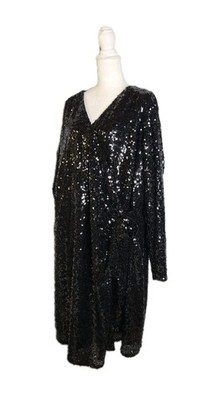  NWOT Terra & Sky Long Sleeve Sequin Mini Wrap Dress Plus Size 4X Black