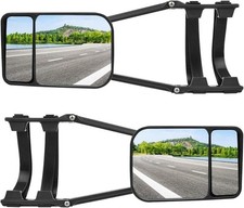 2pcs Clip-on Towing Mirror Universal For Trailer Caravan Safe Hauling Black