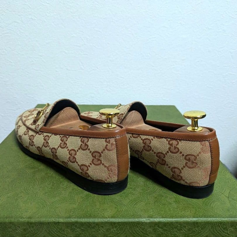 GUCCI Women's Loafers Horsebit GG Canvas Beige Size:36/JP:23 147846K Authentic thumbnail 12