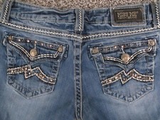 Miss Me Buckle Jeans Womens 28 Blue Easy Boot Low Rise Rhinestone 29x31