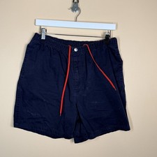 Vintage Nautica Captain Flat Front Dock Shorts Navy Blue Red Men's Medium M VTG