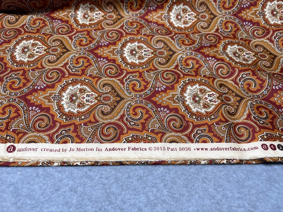 Vintage-Style Jo Morton Andover Fabrics Paisley Cotton Fabric 19 inches x 44" - Image 2 of 4