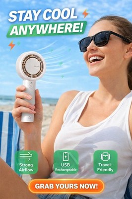 Aecooly HALO Portable Handheld Fan USB Rechargeable Duo-Air Channels White