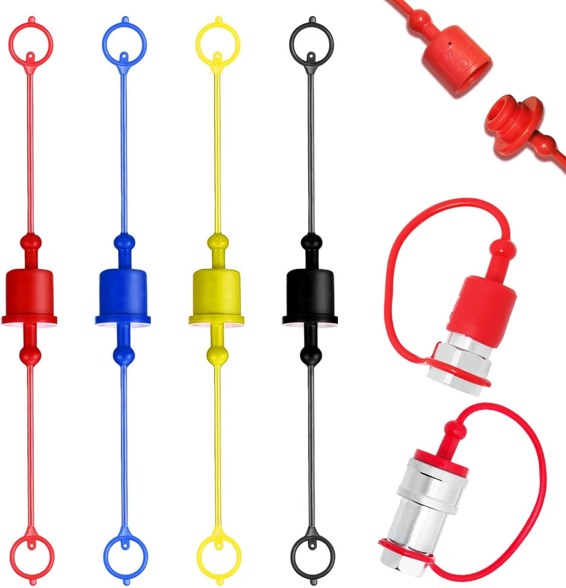 35-Piece Hydraulic Hose Caps & Plugs Set - Silicone, 3 Sizes, Orange, For Pipes & Fittings - View #5