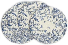 Hydrangea Flowers Branches Chinoiserie 14 Round Placemats Set of 4 Blue ⭐⭐⭐⭐⭐