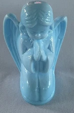 Mosser Glass Powder Blue Kneeling Praying Girl Angel Figurine
