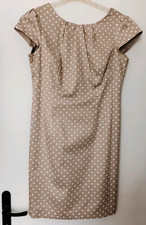 Comma Damen Kleid Gr. 42 Beige Weiß Gepunkte...