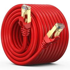 Cat7 Ethernet Cable 150ft Flat RJ45 Gold Connectors 600MHz 10Gbps for Gaming ...