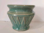 Vtg McCoy Pottery Turquoise Sunburst  1920's Deco 4.25" Planter Cache Pot