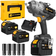 1500Ft-lbs 1/2" Cordless Impact Gun, 2000Nm Impact Wrench with 2 x 6.0Ah Batt...