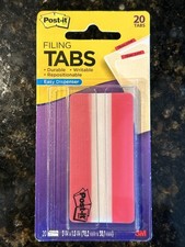 Post-it Filing Tabs, 3 inx1.5in - Red color , Easy Dispenser 20 tabs