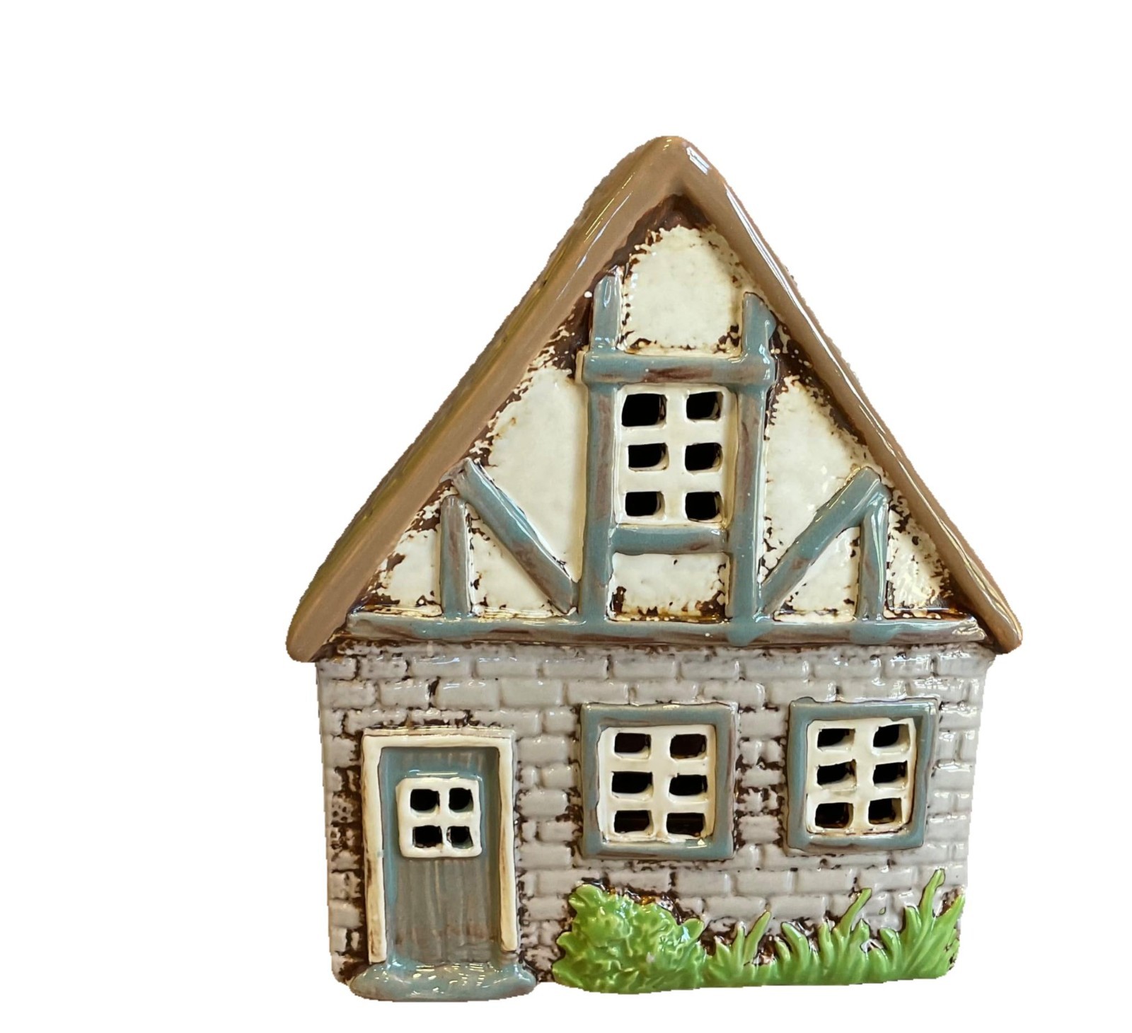 Village Pottery Grey Tudor Garden House Tealight Holder JD350075
