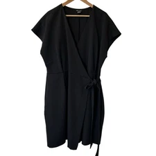 City Chic Black Wrap Dress Women's Plus XL 22 Classic Business Party Spring