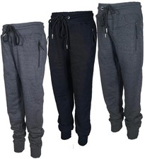 BROOKLYN VERTICAL 3-Pack Boys Fleece Cotton Joggers Sweatpants with Zipper...