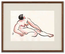 Sanyu Style Nude Female Chinese French ink drawing art deco Chang Yu 常玉 erotic
