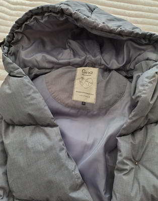 Gina Damen Steppweste grau mit Kapuze, Taschen, Größe 40, Baumwolle, lang