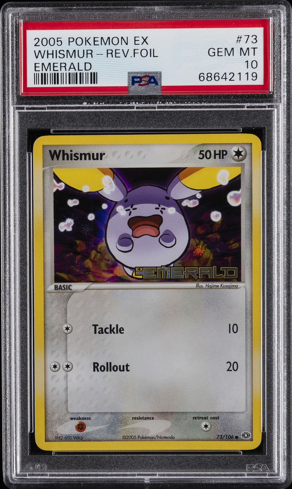2005 POKEMON EX EMERALD #73 WHISMUR-REVERSE FOIL PSA 10