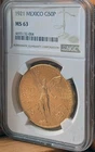 Photo of a 1921 Mexico 50 Pesos Gold from an eBay listing that sold on May 3, 2026