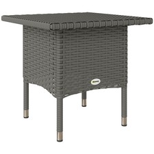 Image of Outsunny PE Rattan Outdoor Coffee Table, Easy Match Rattan Side Table, Grey